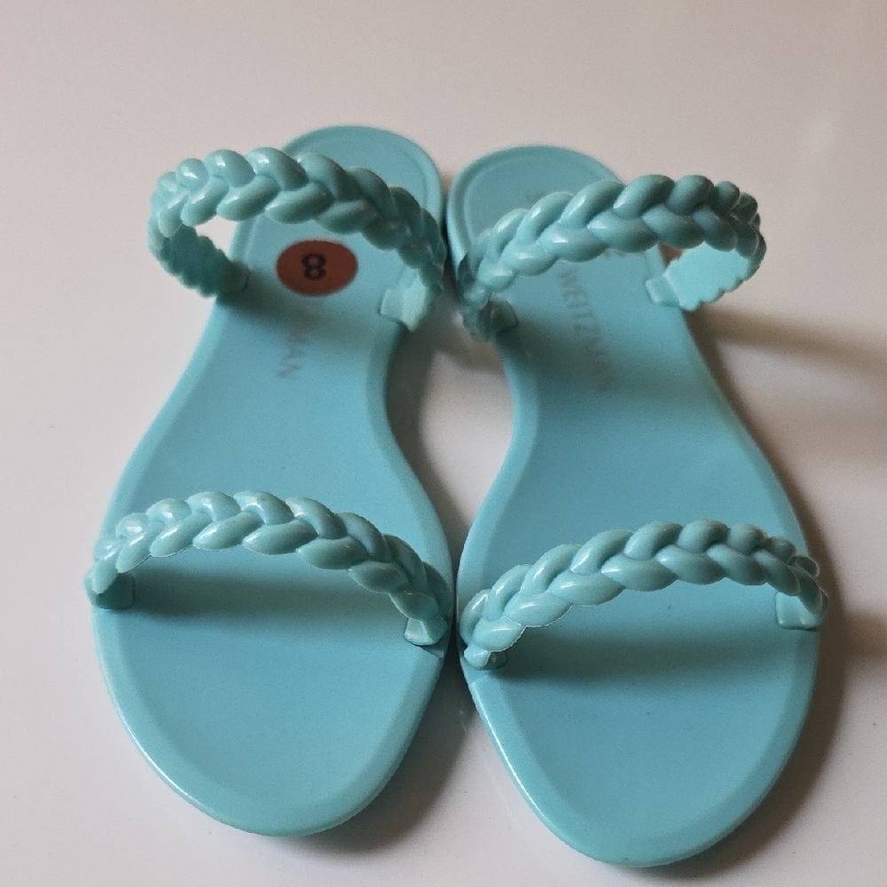 STUART WEITZMAN "Melissa" Blue Braided Sandals.